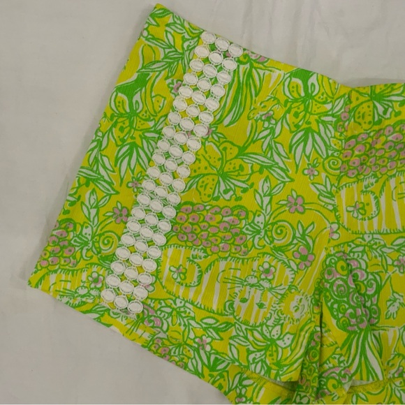 Lilly Pulitzer Size 0 Shorts Liza Crazy Cat House Print 
Green Yellow White - Picture 3 of 12